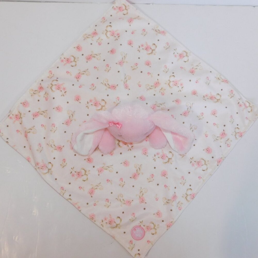 Little Me Pink Bunny Rose Floral Security Blanket Plush Baby Lovey Rabbit nunu - Picture 5 of 8